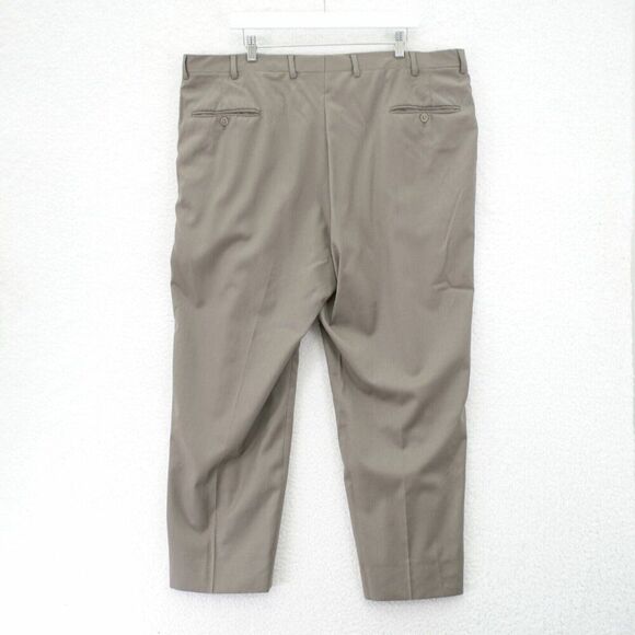 Hart Schaffner Marx Wool Beige Pleated High Rise Dress Pants Trousers 43/28 Line - Picture 3 of 8